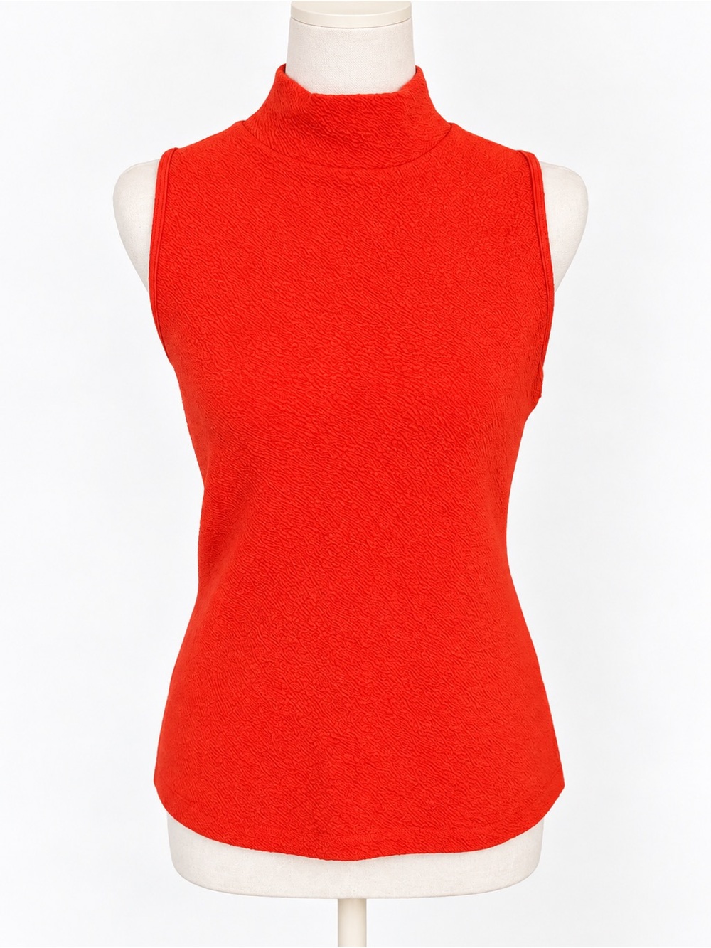 Maeve Structured Mock Neck Sleeveless Top Orange Red Size Small Anthropologie